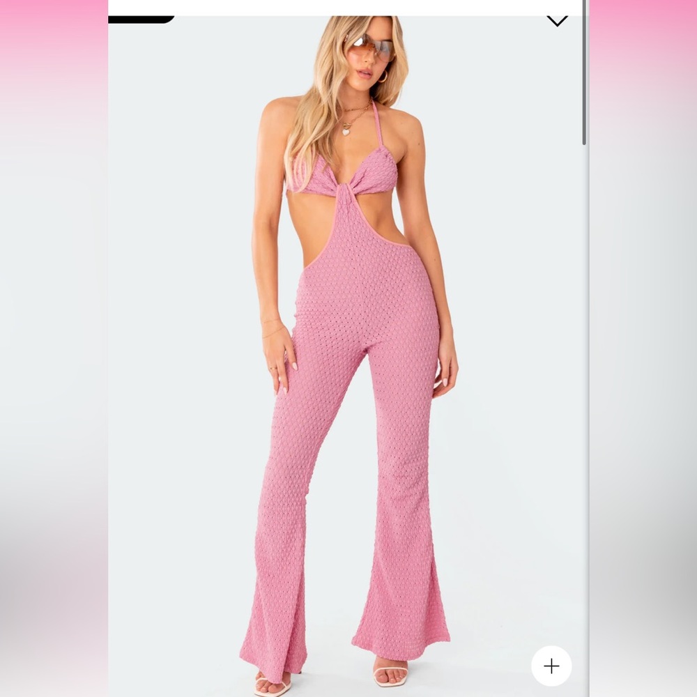 Edikted Pink Prim Cut Out Jumpsuit